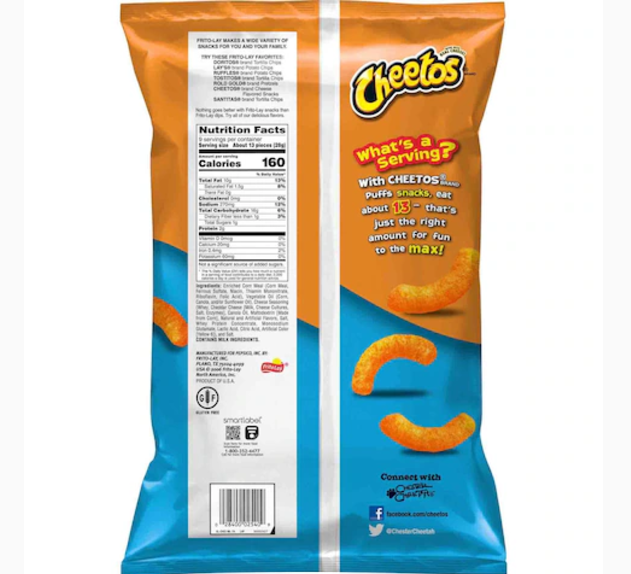 Cheetos Jumbo Puffs Chips 255.1g