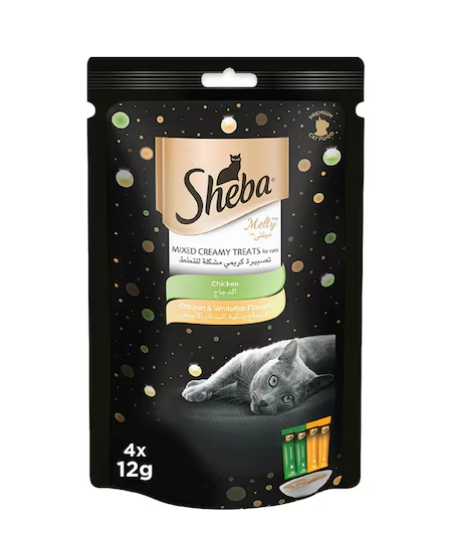 Sheba - Melty Mixed Creamy Treats Chicken & Chicken & White Fish (Pack of 4)