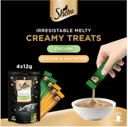 Sheba - Melty Mixed Creamy Treats Chicken & Chicken & White Fish (Pack of 4)