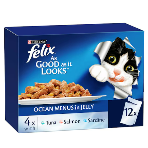Purina Felix Doubly Delicious Ocean menus in jelly 85g (Pack of 12)