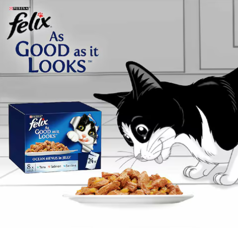 Purina Felix Doubly Delicious Ocean menus in jelly 85g (Pack of 12)