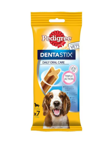Pedigree Denta Stix Dog Treats Medium Breed 7 Sticks 180g