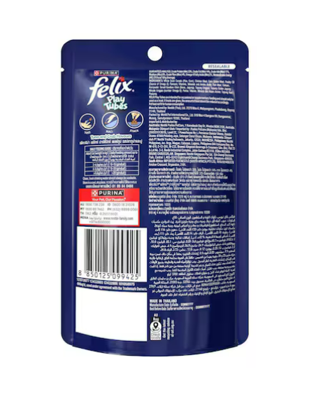 Felix Play Tubes Tuna And Crab Flavours Dry Cat Treats 50g