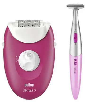 Braun Silk-Epil-3 3420 Corded Epilator With Trimmer Pink/White