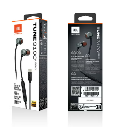 JBL Tune 310C USB-C Wired Hi-Res In-Ear Headphones - Black