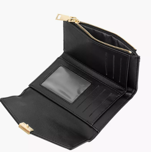 Sasha Textured Bi-Fold Wallet with Flap Closure