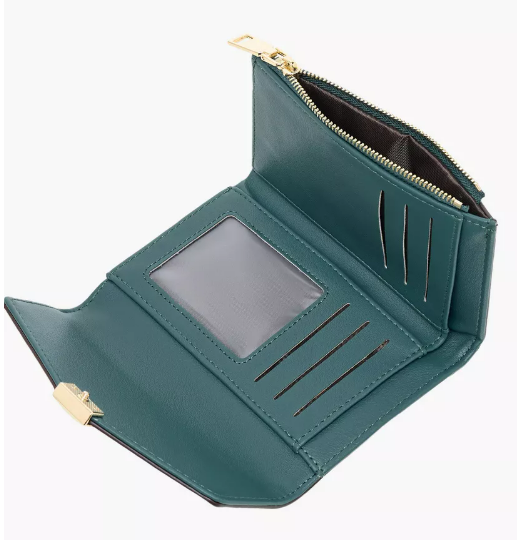Sasha Textured Bi-Fold Wallet with Flap Closure