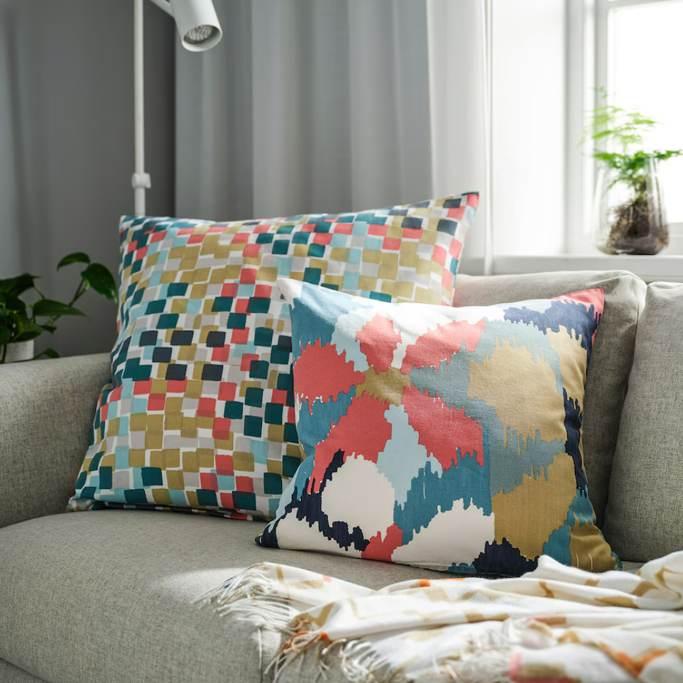 IKEA Cushion Cover - White/Dark Blue
