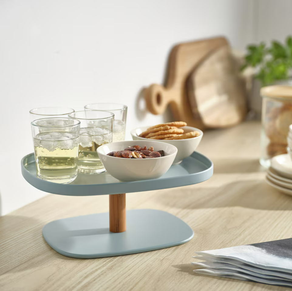 IKEA Serving Stand - Bamboo/Turquoise