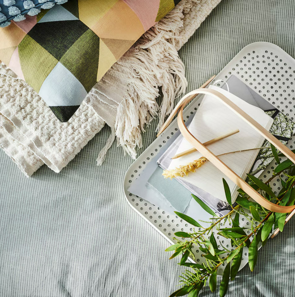 IKEA Tray with Handle - Bamboo/White