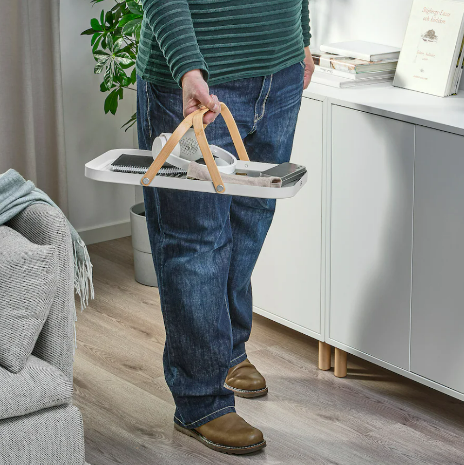 IKEA Tray with Handle - Bamboo/White