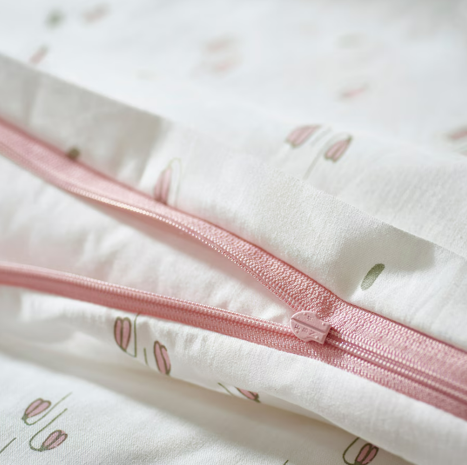 IKEA Duvet Cover & 1 Pillowcase for Cot - White/Floral Pattern