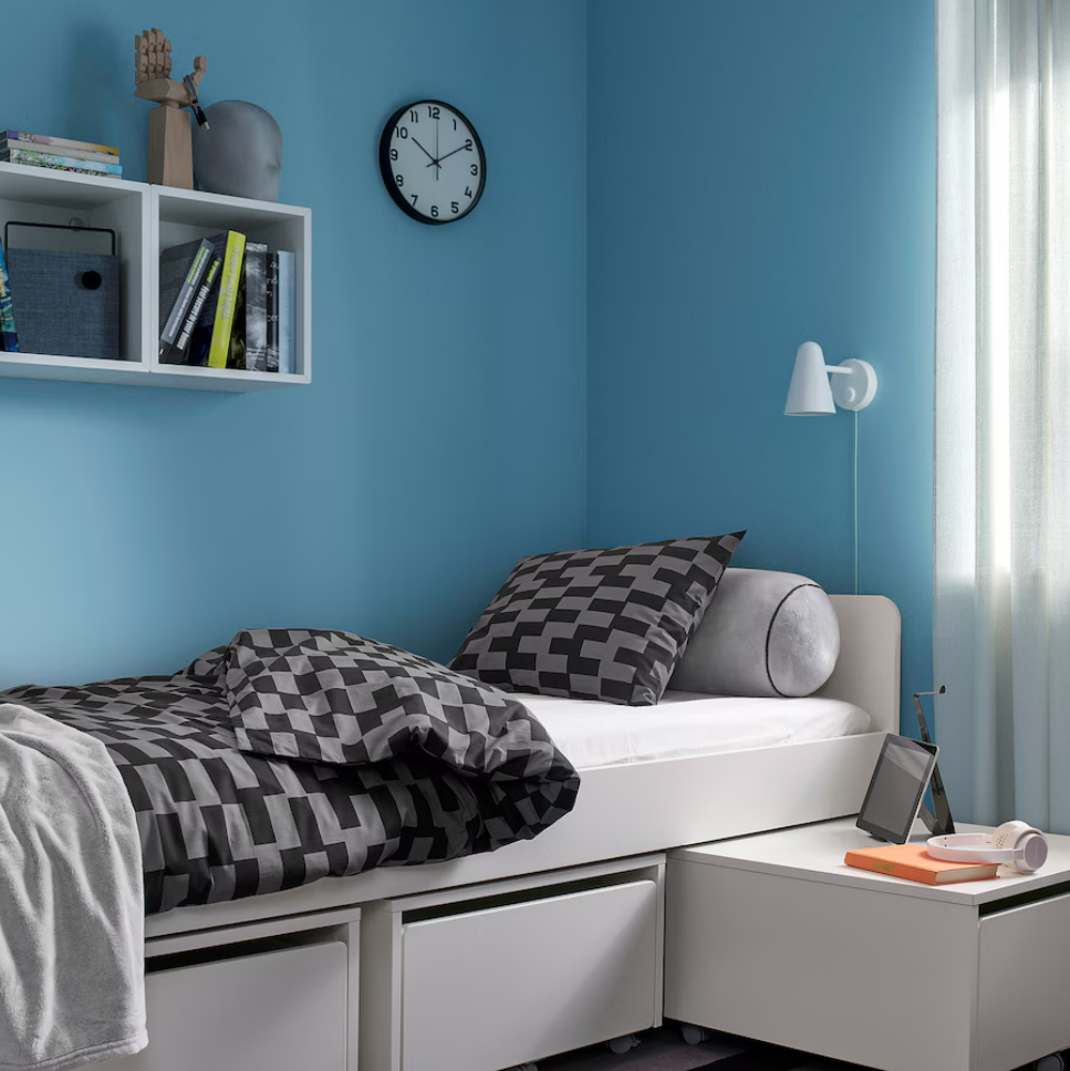 IKEA Duvet Cover & Pillowcase - Grey/Black Patterned
