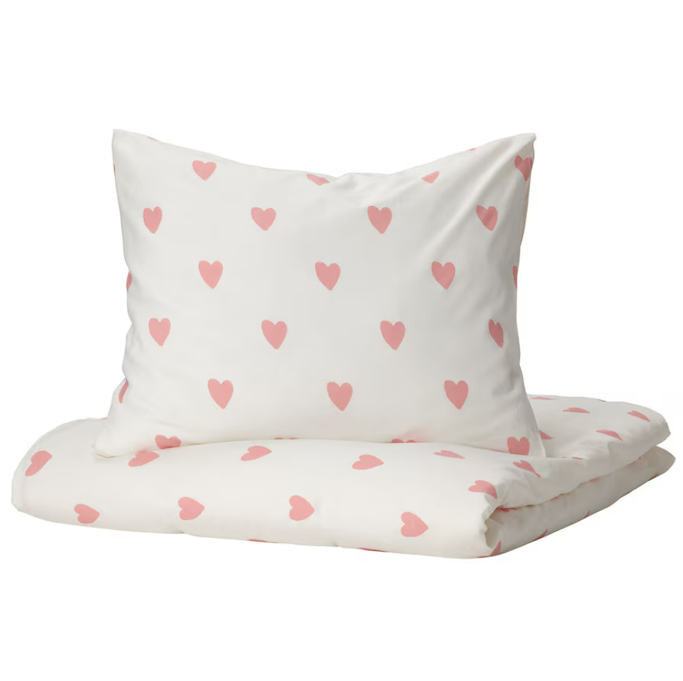 IKEA Duvet Cover & Pillowcase - Heart Pattern