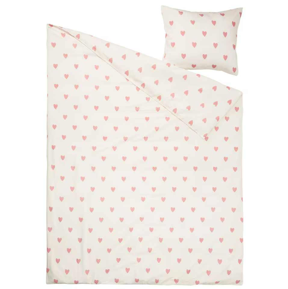 IKEA Duvet Cover & Pillowcase - Heart Pattern