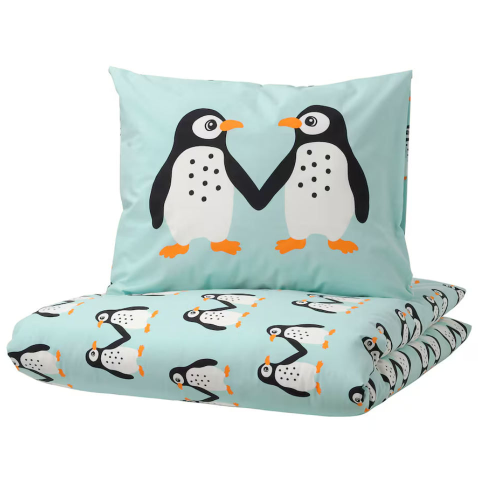 IKEA Duvet Cover & Pillowcase - Penguin Pattern