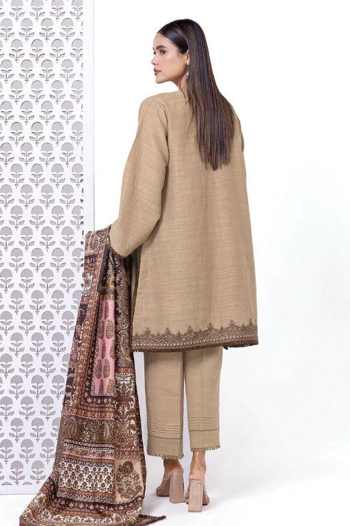 Khaadi Embroidered Light khaddar Messuri Fabrics 3 Piece