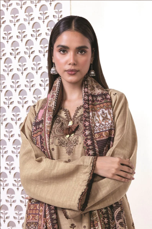 Khaadi Embroidered Light khaddar Messuri Fabrics 3 Piece