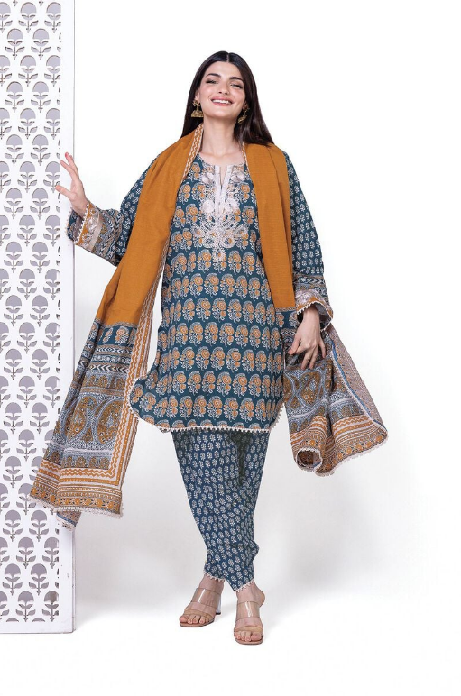 Khaadi Embroidered Light Khaddar Fabrics 3 Piece