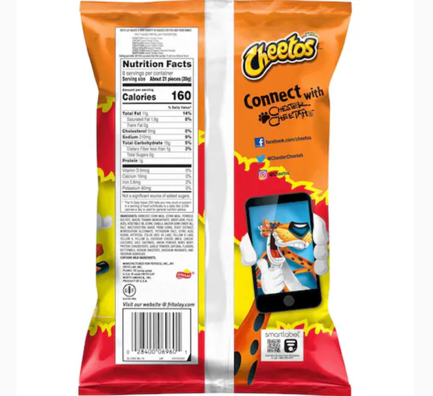Cheetos Crunchy Flamin Hot Cheese Snacks 226g