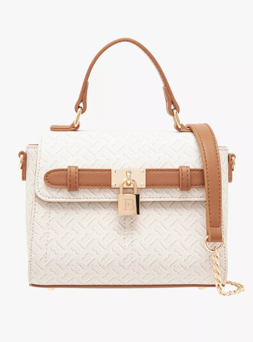 Flora Bella Monogram Print Satchel Bag with Grab Handle