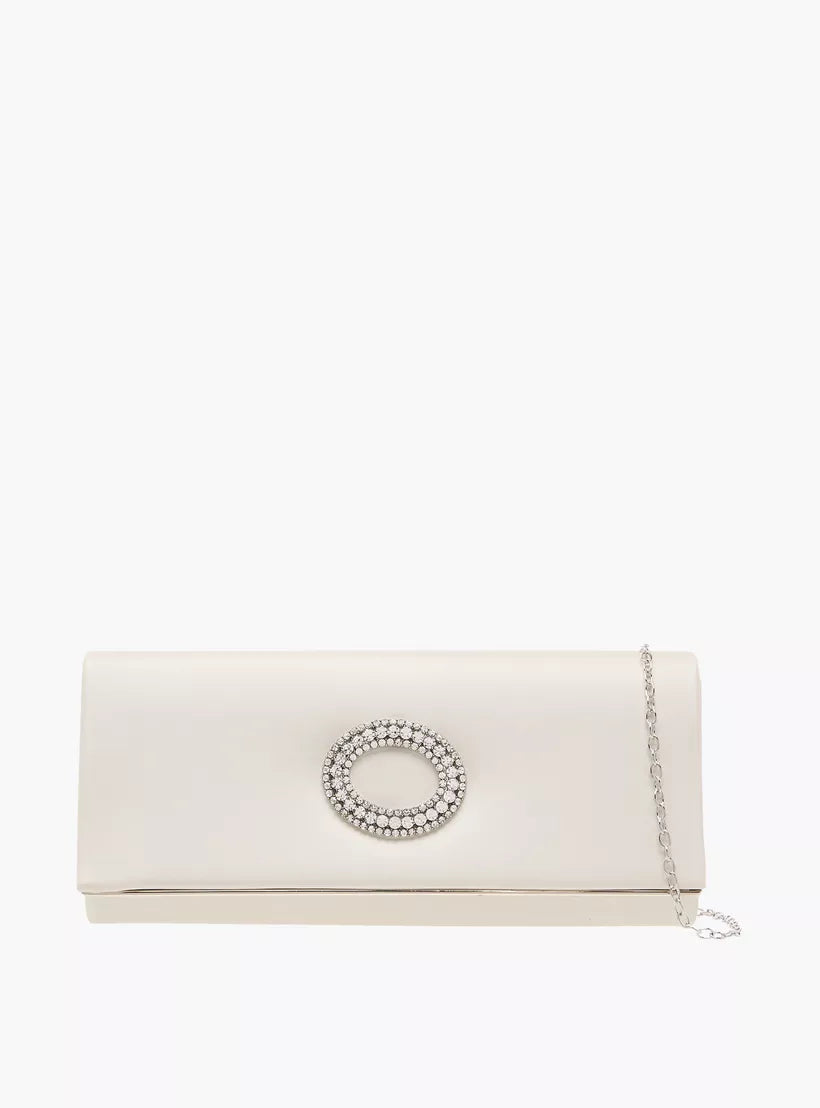 Flora Bella Clutch with Button Closure and Chain Strap