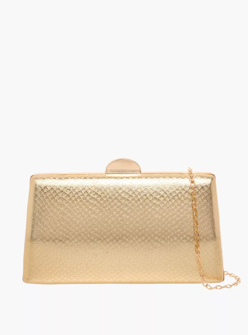 Flora Bella Textured Clutch with Flap Closure and Chain Strap