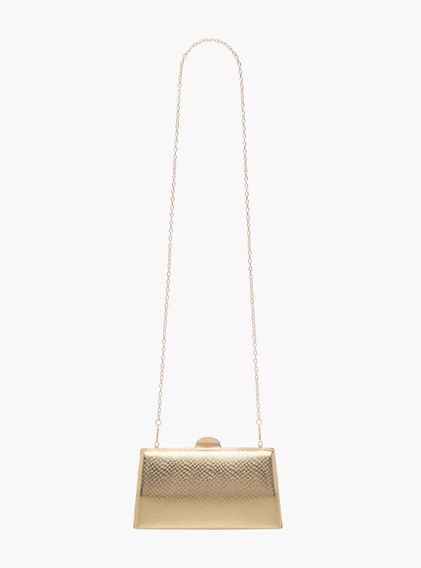 Flora Bella Textured Clutch with Flap Closure and Chain Strap