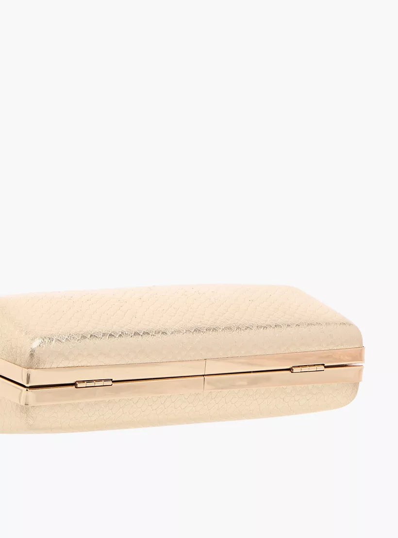 Flora Bella Textured Clutch with Flap Closure and Chain Strap