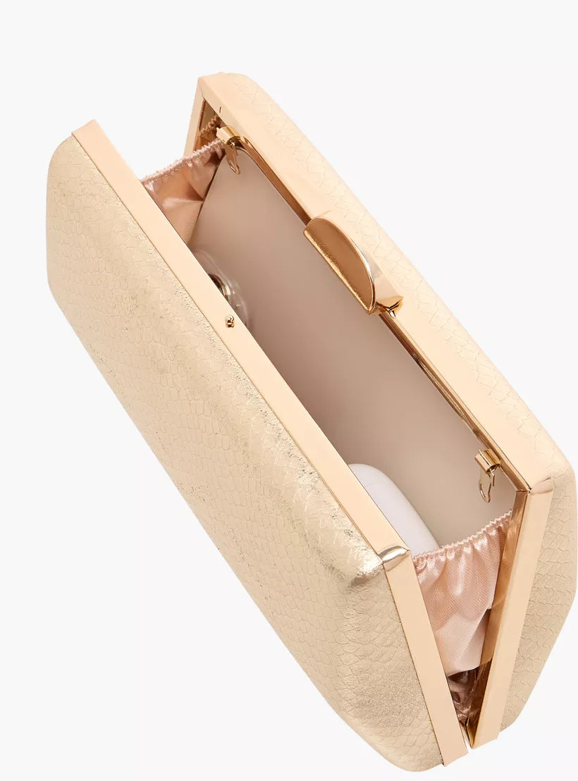 Flora Bella Textured Clutch with Flap Closure and Chain Strap