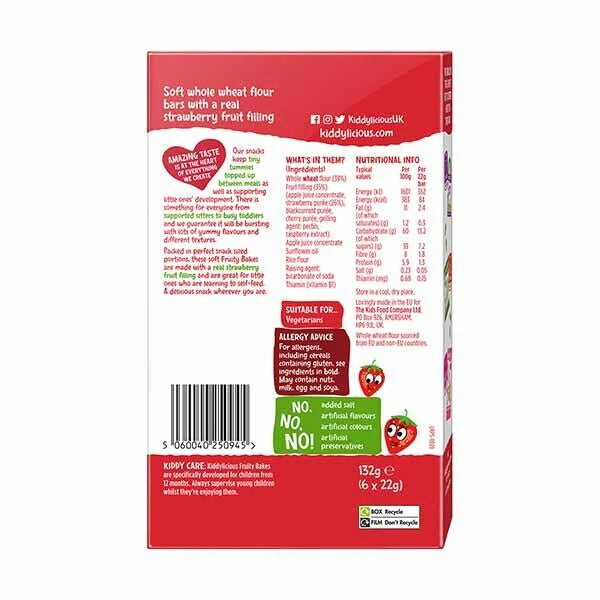 Kiddylicious Strawberry Fruity Bakes 132g