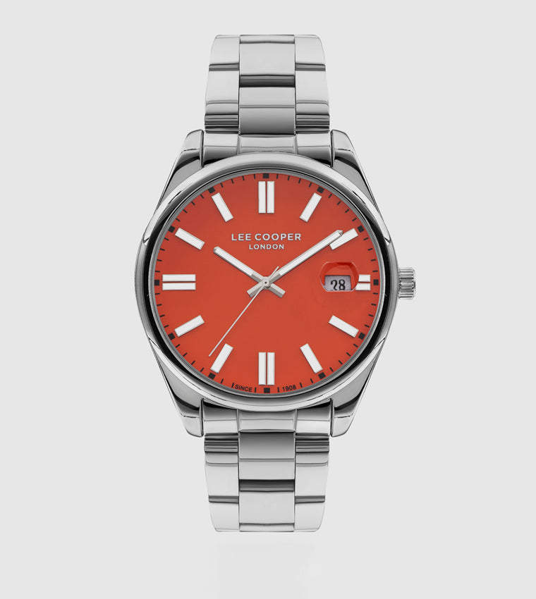 Lee Cooper Round Orange Dial Analog Watch