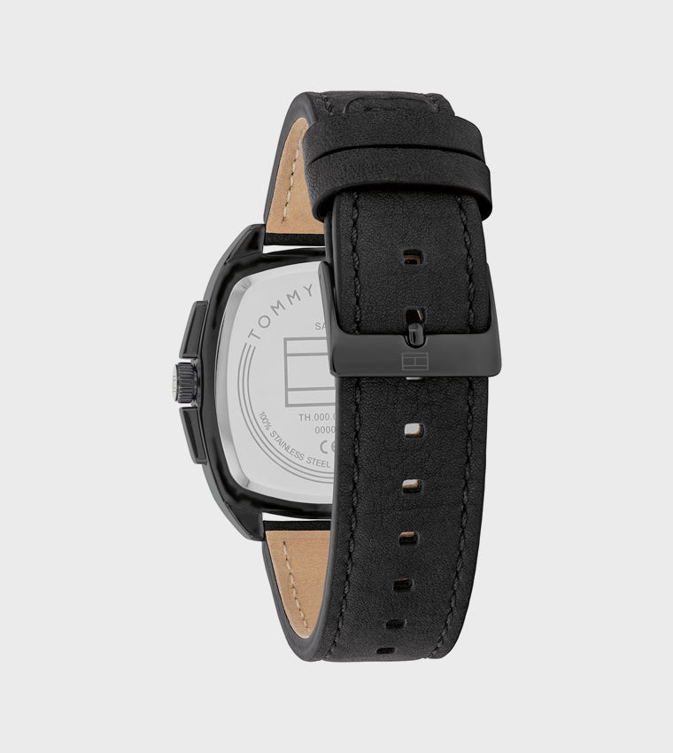 Tommy Hilfiger Black Dial Leather Strap Analog Watch