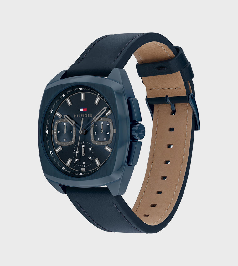 Tommy Hilfiger Blue Dial Leather Strap Analog Watch