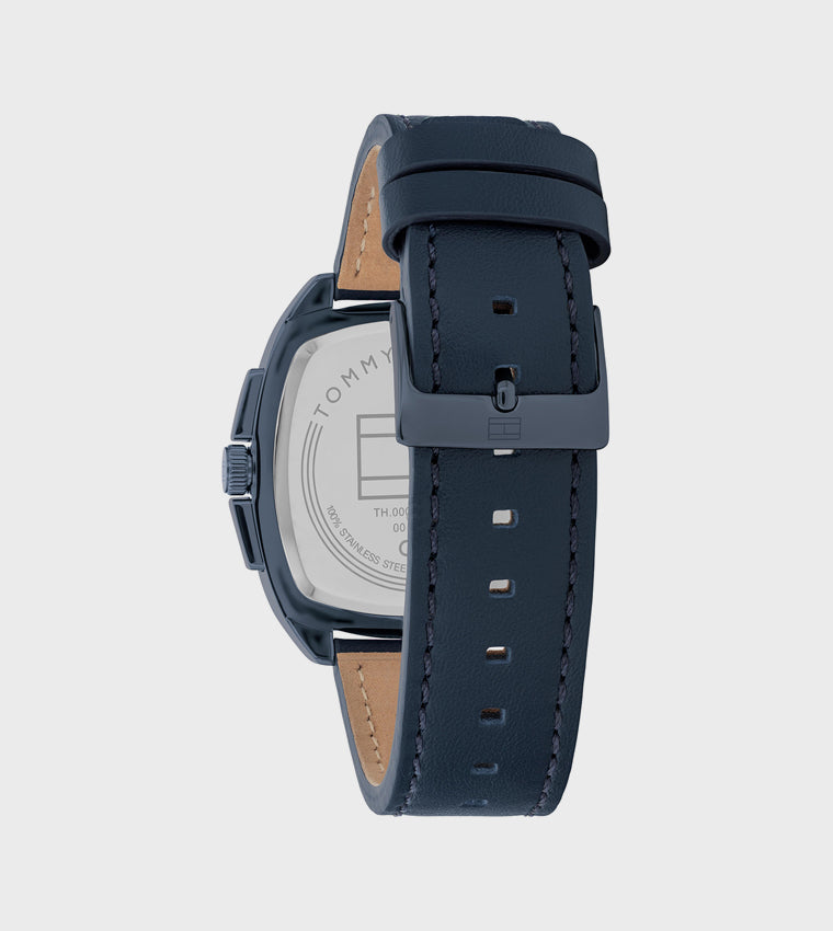 Tommy Hilfiger Blue Dial Leather Strap Analog Watch