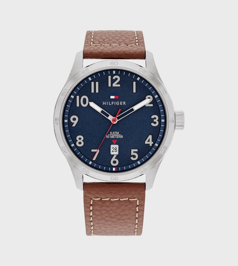 Tommy Hilfiger Blue Dial Calfskin Strap Analog Watch
