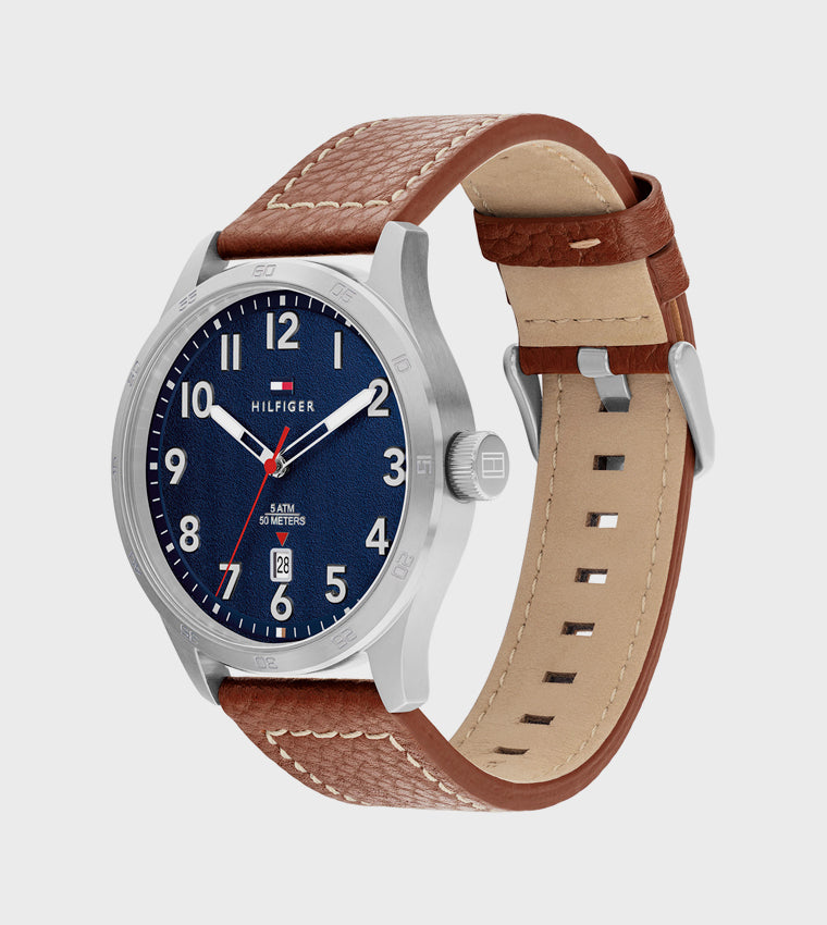 Tommy Hilfiger Blue Dial Calfskin Strap Analog Watch