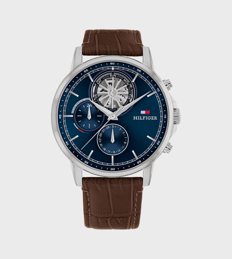 Tommy Hilfiger Blue Dial Leather Strap Analog Watch