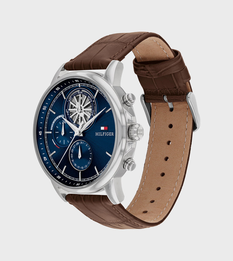 Tommy Hilfiger Blue Dial Leather Strap Analog Watch