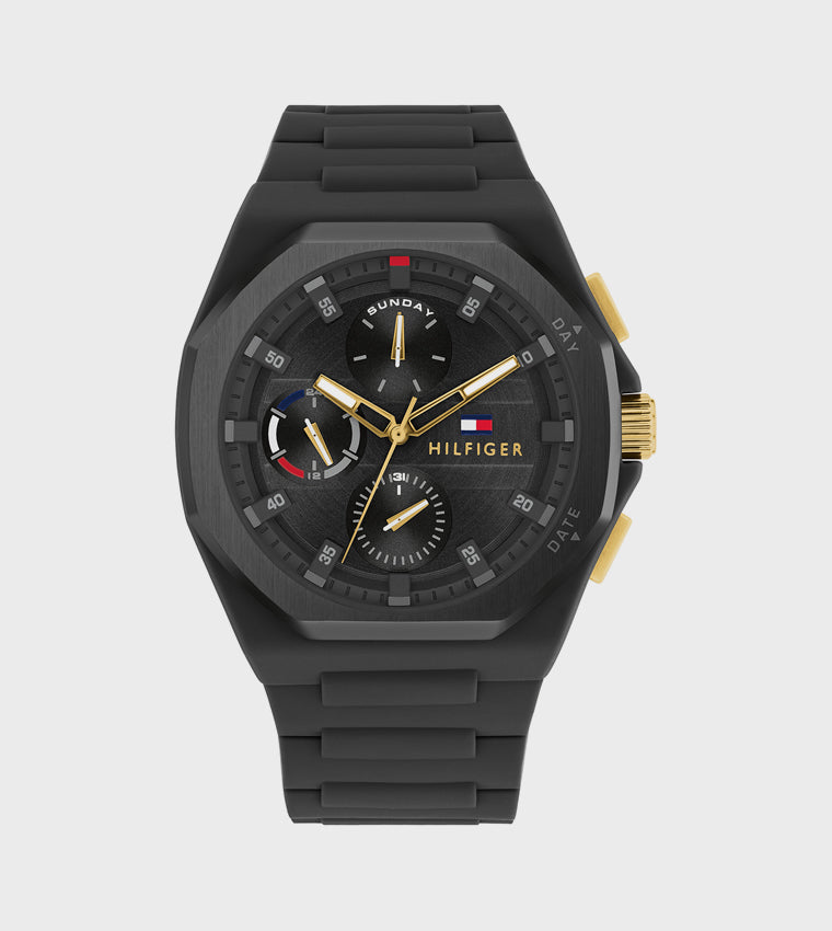 Tommy Hilfiger Black Dial Silicone Strap Analog Watch