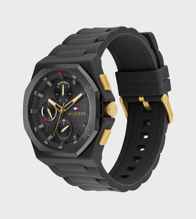 Tommy Hilfiger Black Dial Silicone Strap Analog Watch