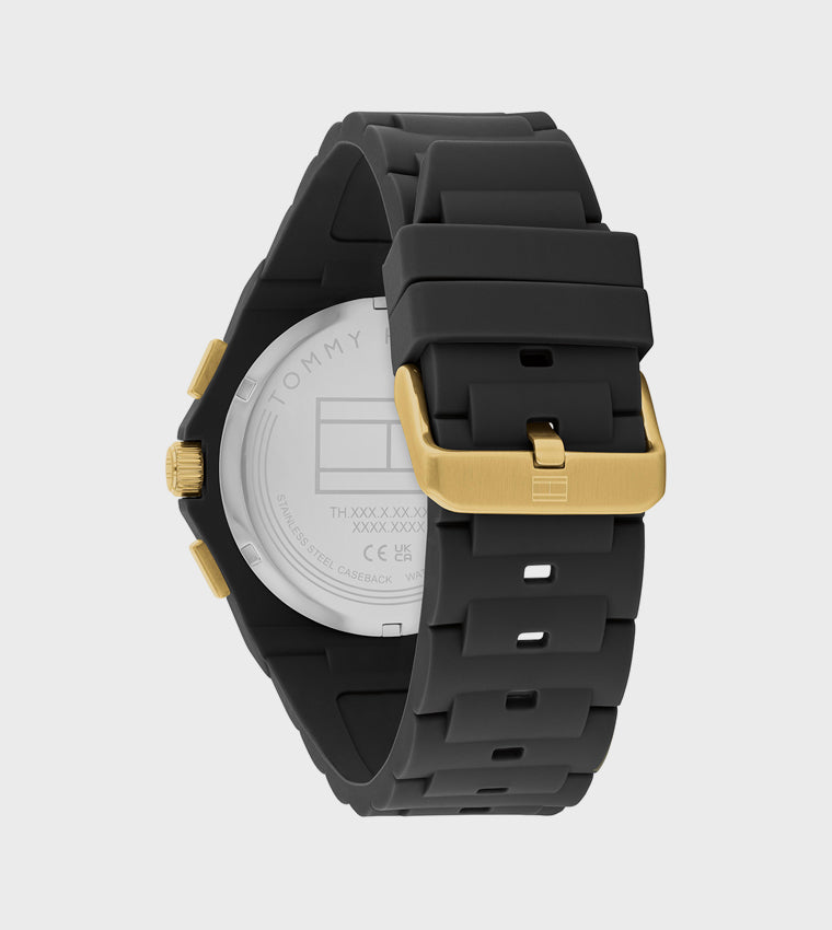 Tommy Hilfiger Black Dial Silicone Strap Analog Watch