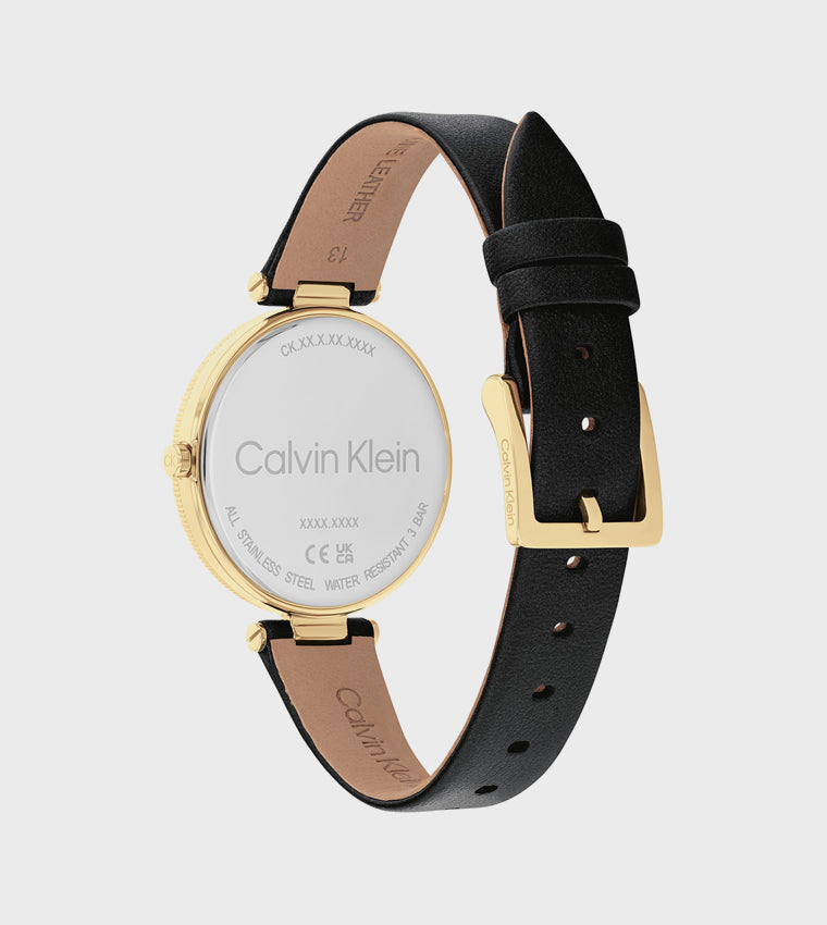CK Black Dial Leather Strap Analog Watch