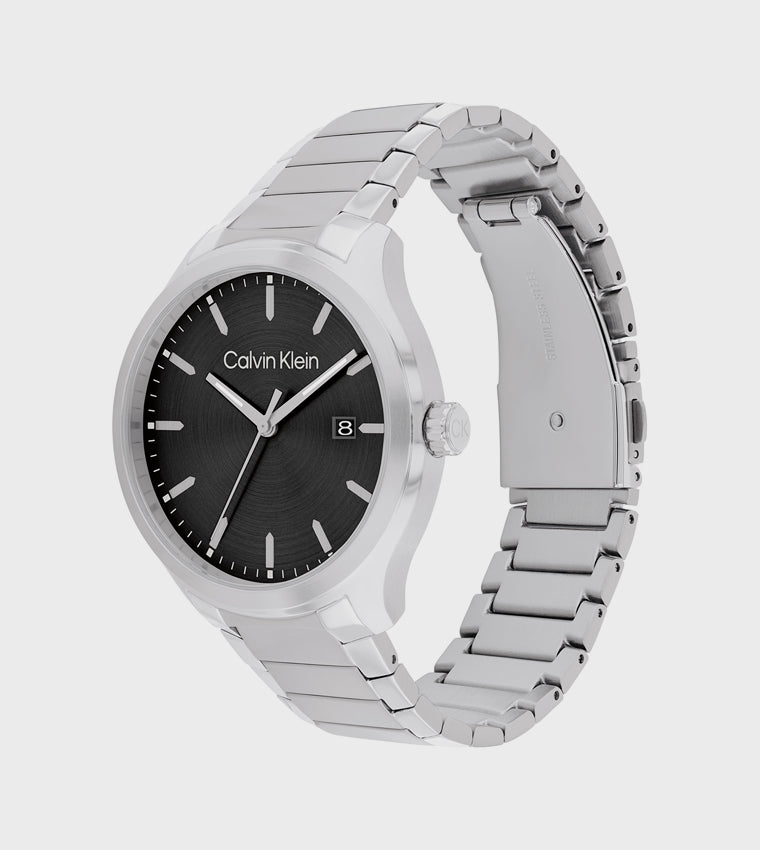 CK Black Dial Stainless Steel Analog Watch