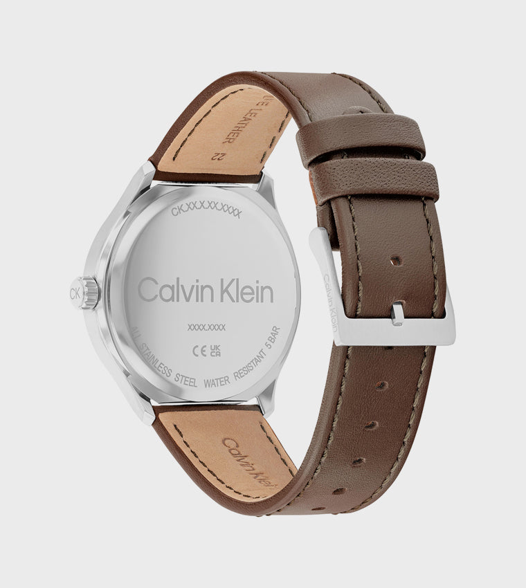 CK Black Dial Leather Strap Analog Watch