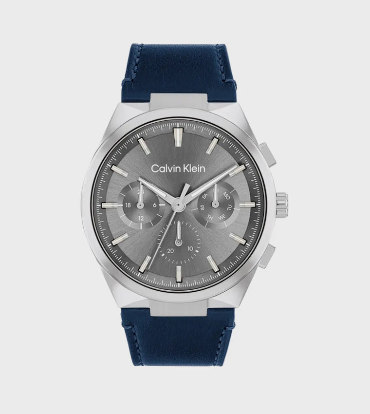 CK Grey Dial Leather Strap Analog Watch