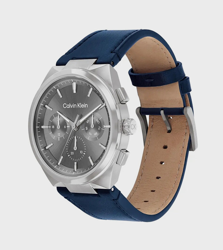 CK Grey Dial Leather Strap Analog Watch