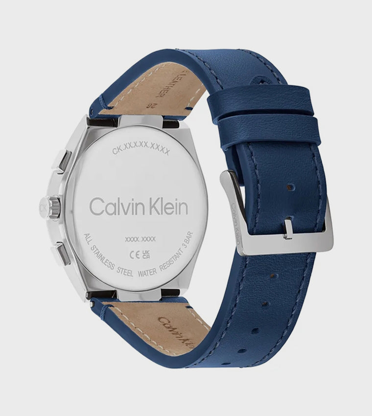 CK Grey Dial Leather Strap Analog Watch