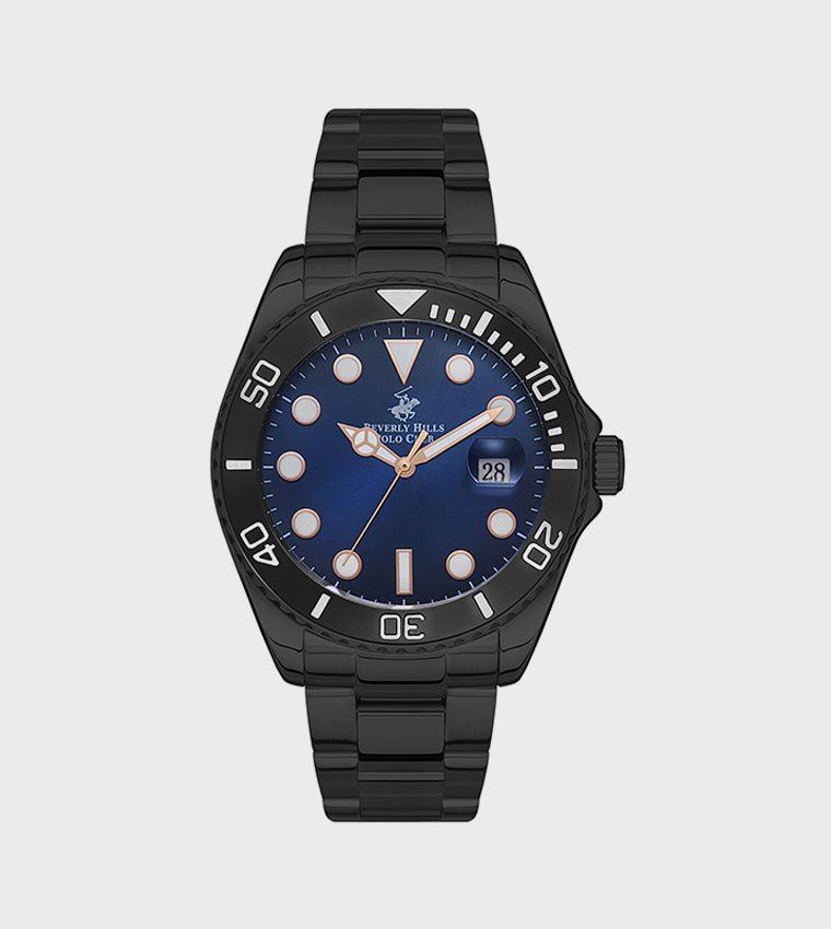 Beverly Hills Polo Club Blue Dial Analog Watch with Metal Strap