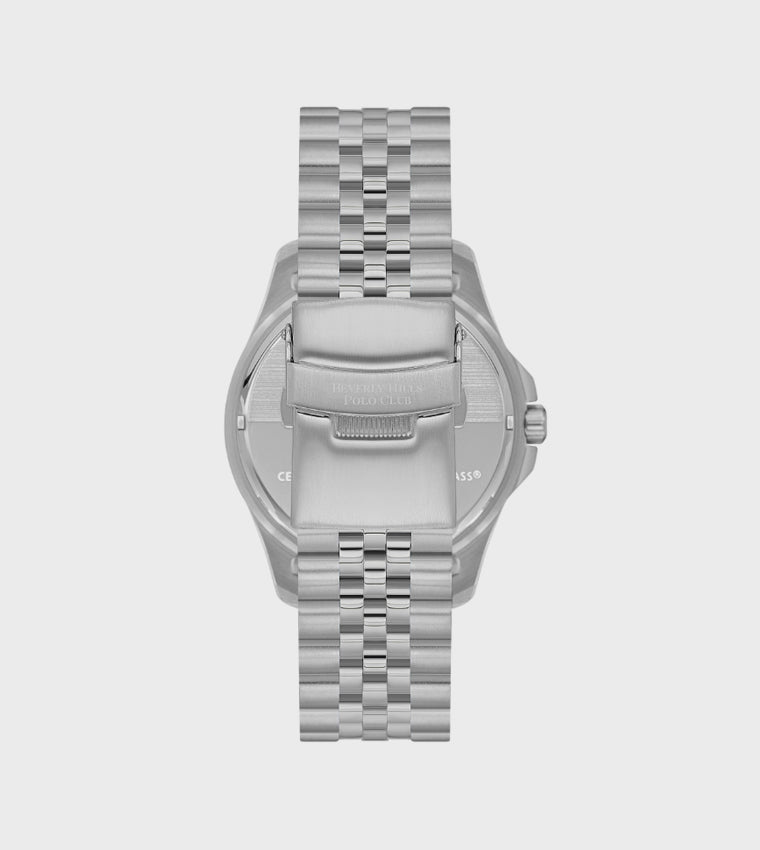 Beverly Hills Polo Club Black Dial Analog Watch with Metal Strap